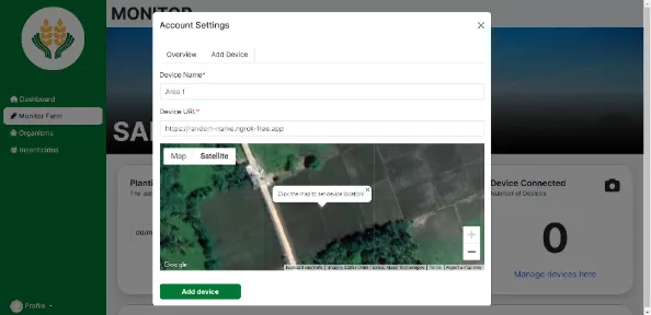 Adding a trap device with its location on a map